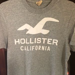 Hollister tee gray and white size large euc